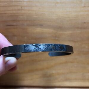 Native American style Silver bracelet geometric etched